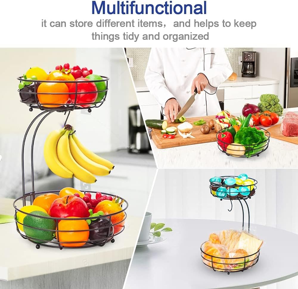 🥕 2-Tier Countertop Kitchen Organizer – Stylish Fruit & Vegetable Storage Rack 🍅🧺