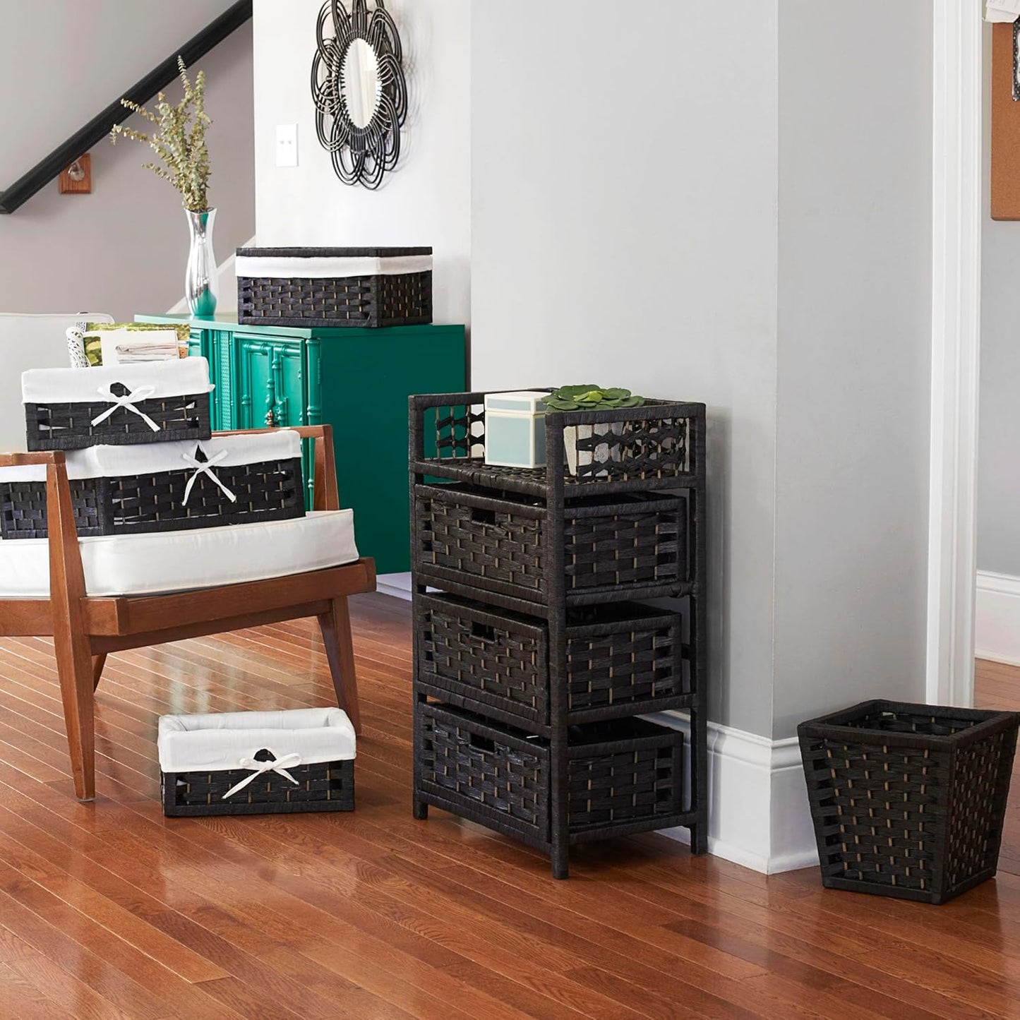 🌿 Handwoven 3-Drawer Storage Organizer – Tidy & Stylish Home Solution 🏡✨