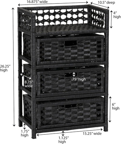 🌿 Handwoven 3-Drawer Storage Organizer – Tidy & Stylish Home Solution 🏡✨