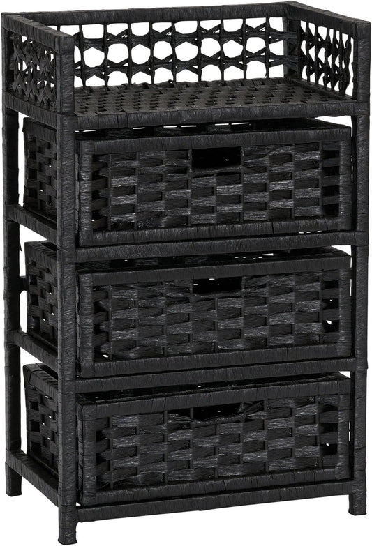 🌿 Handwoven 3-Drawer Storage Organizer – Tidy & Stylish Home Solution 🏡✨